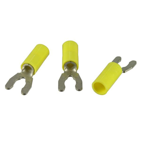 12-10 AWG #10 Stud Yellow Locking Spade Terminal Pkg/10 - Click Image to Close